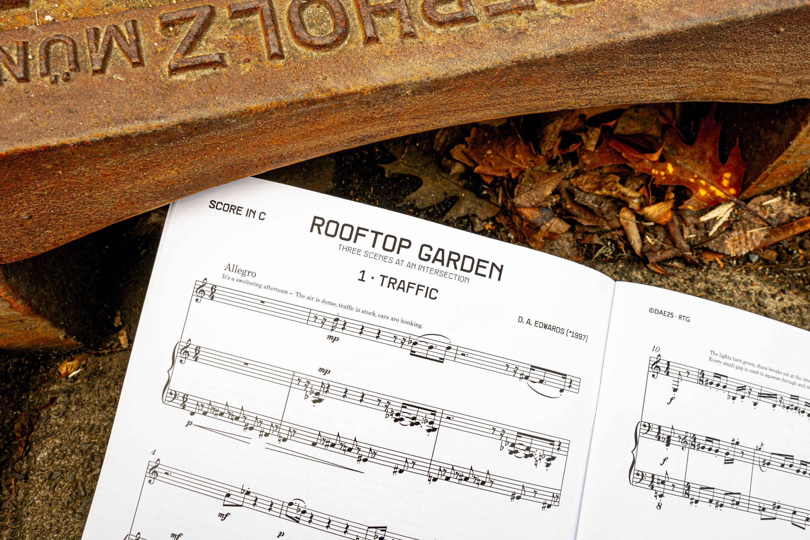 Both the score and the saxophone part narrate the story behind the music